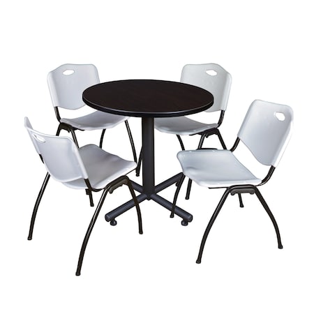 Kobe Round Breakroom Table, 30" W, 29" H, Mocha Walnut TKB30RNDMW47GY